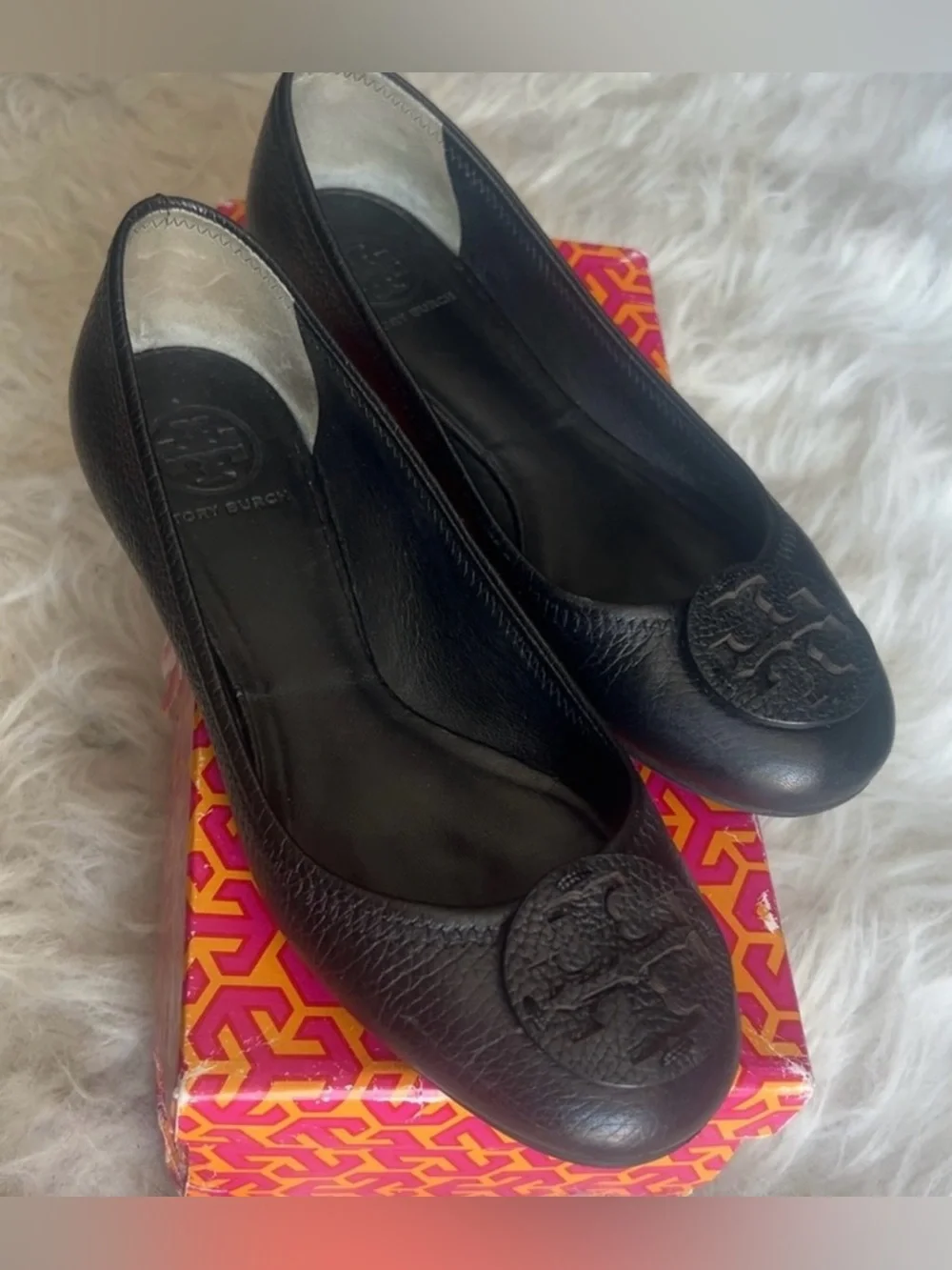 Tory Burch | Pebbled Black Leather Ballet Flats Shoes Slip On Women’s